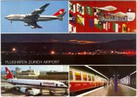 Postkarte mit: Swissair Flugzeuge in Zürich Flughafen